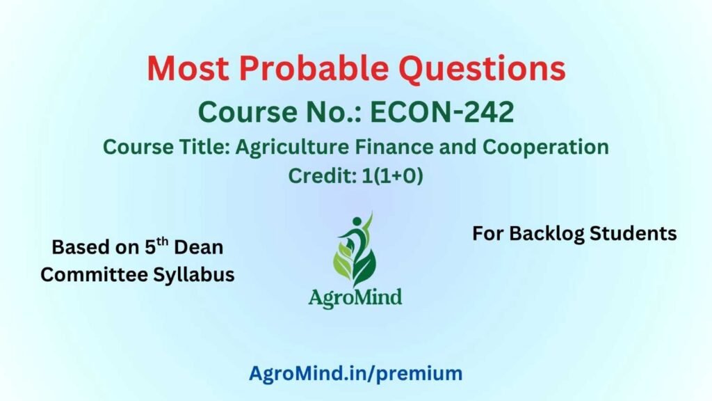 ECON-242 Most Probable Questions (BSc Agri)