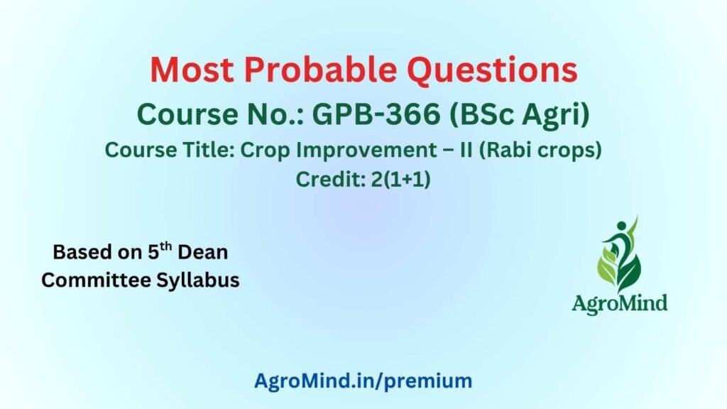 GPB-366 (BSc Agri) Most Probable Questions