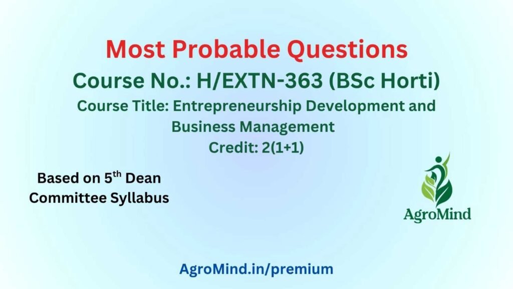 H/EXTN-363 (BSc Horti) Most Probable Questions