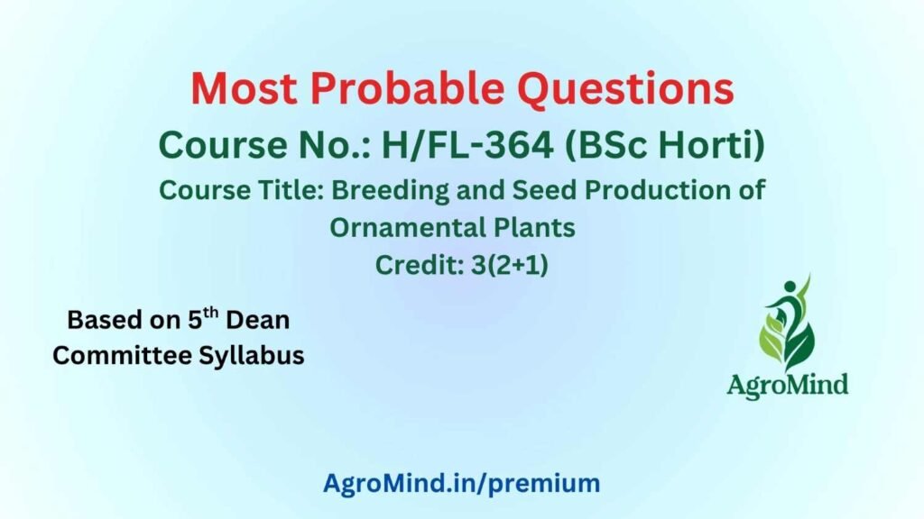 H/FL-364 (BSc Horti) Most Probable Questions