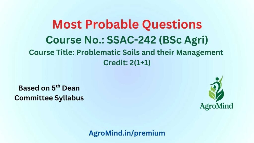 SSAC-242 (BSc Agri) Most Probable Questions