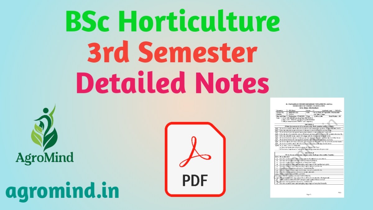 BSc Horticulture 3rd Semester Detailed Notes PDf Download, AgroMind