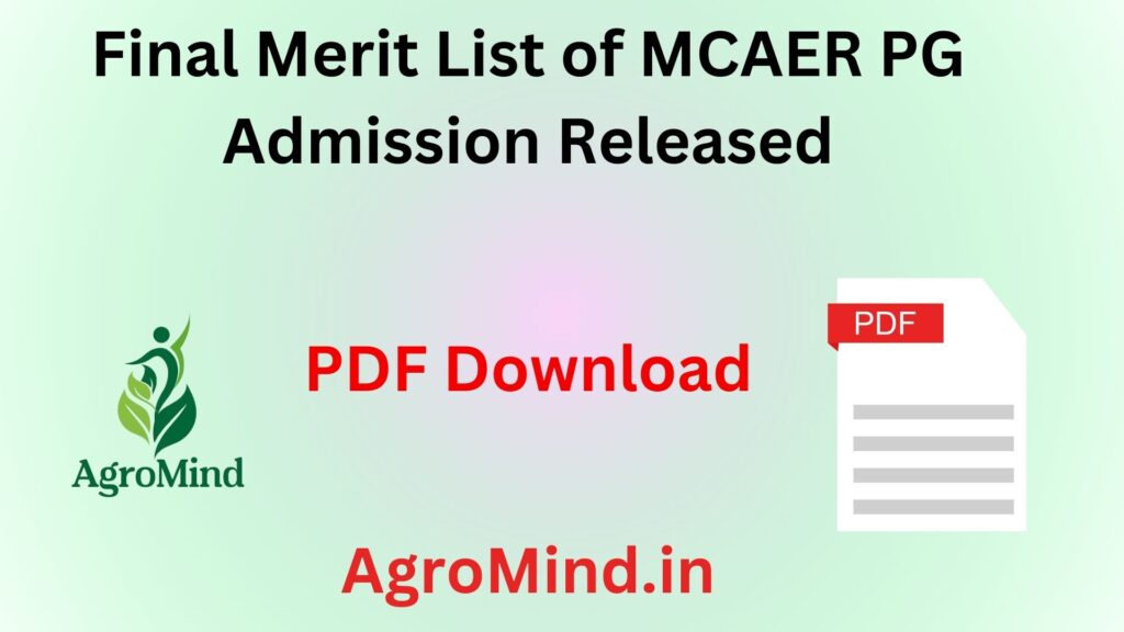 Final Merit List of MCAER PG Admission Released on Official Website, Download List PDF