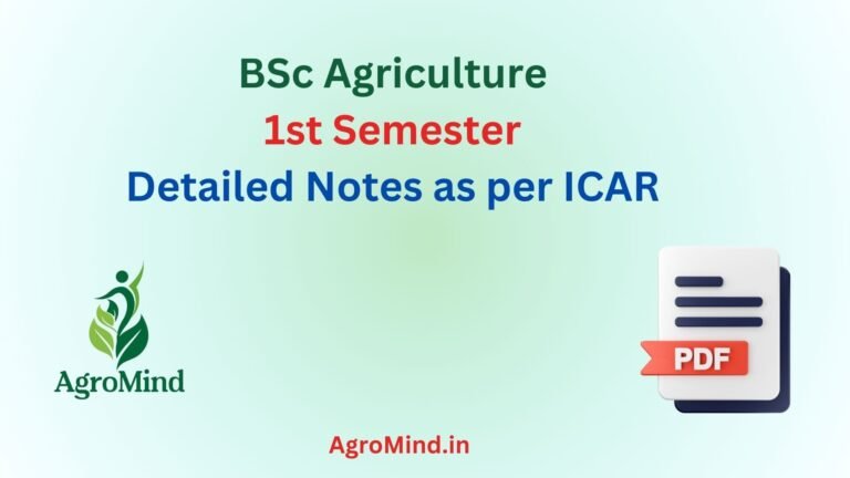 BSc Agriculture 1st Semester Notes as per 6th Dean Committee