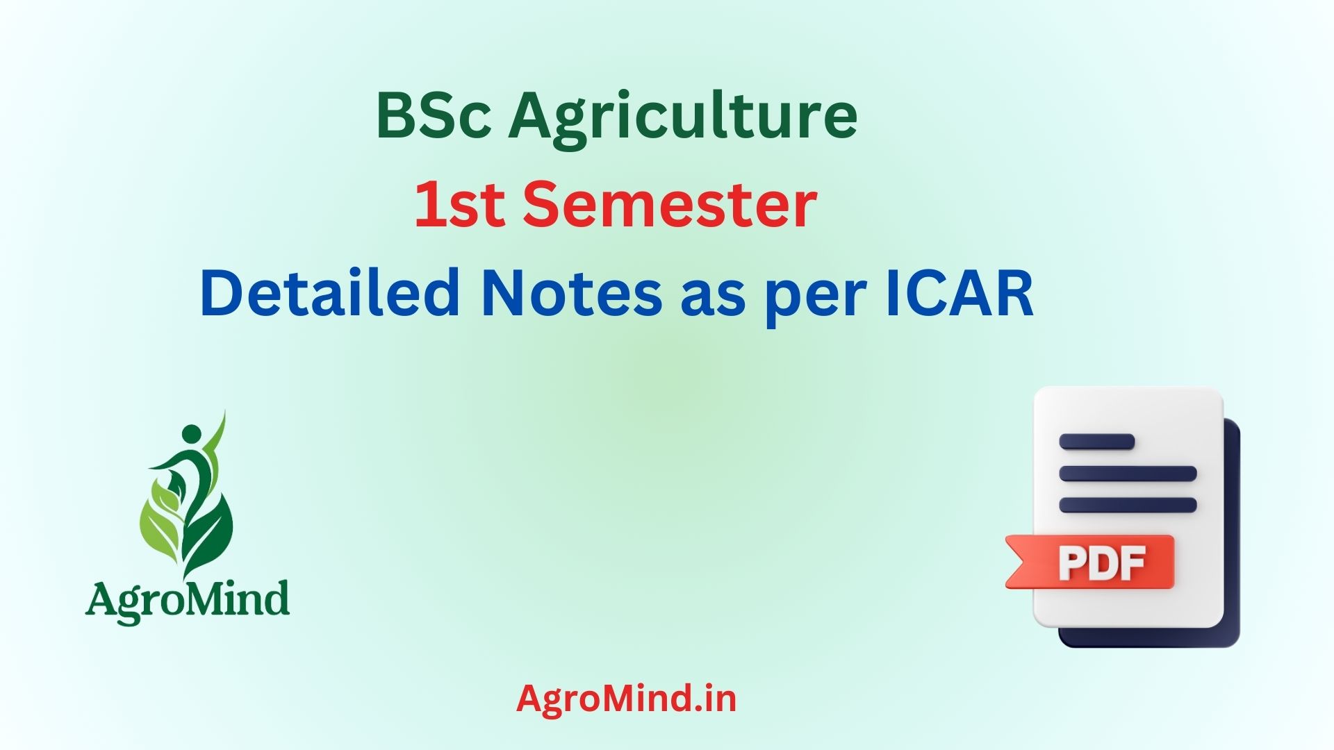 BSc Agriculture 1st Semester Notes as per ICAR, AgroMind