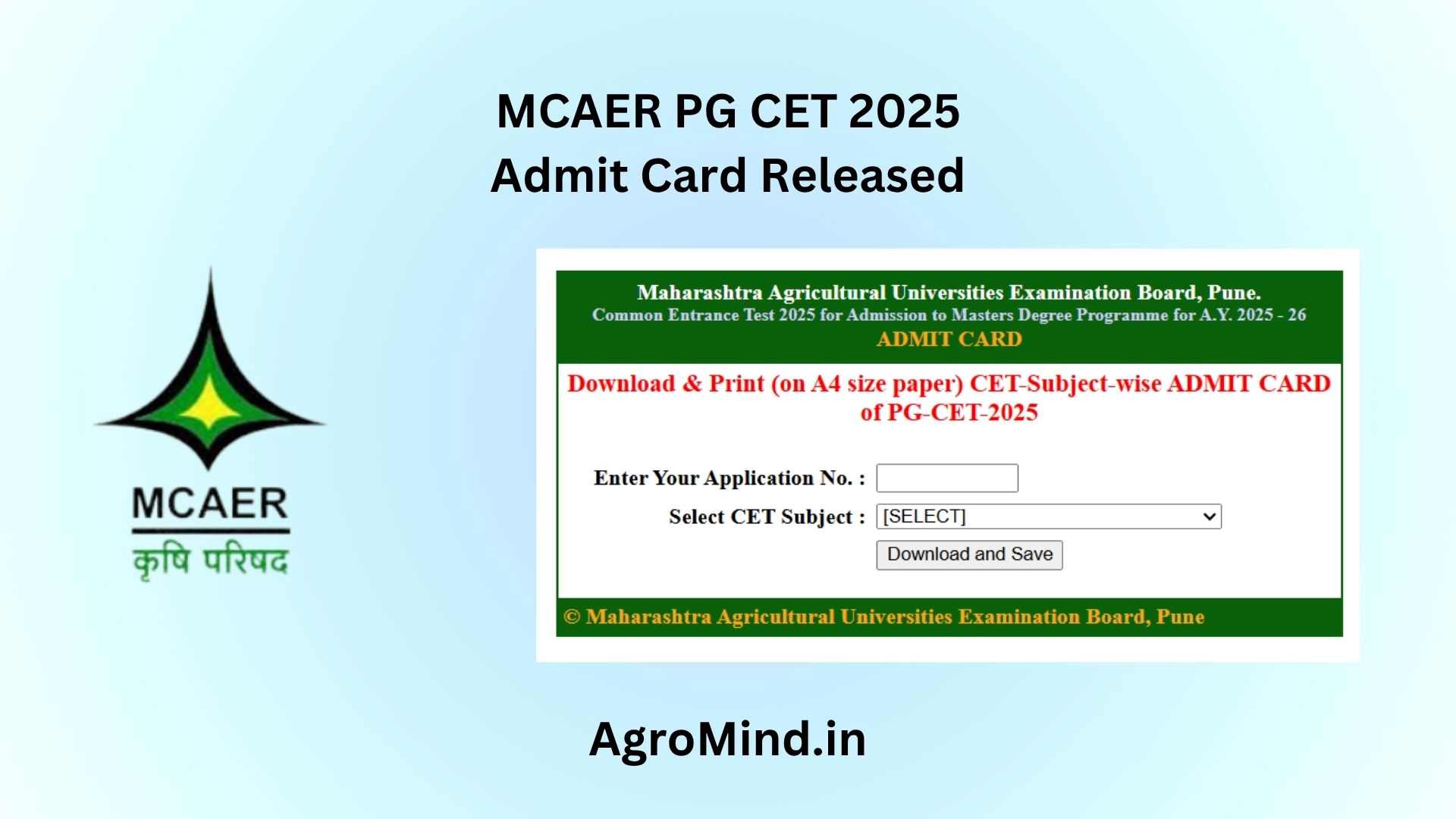 MCAER PG-CET 2025 Admit Card Released: Download Now