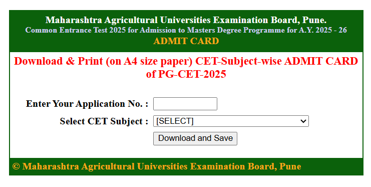 MCAER PG CET 2025 Admit Card Released, Download Now, AgroMind